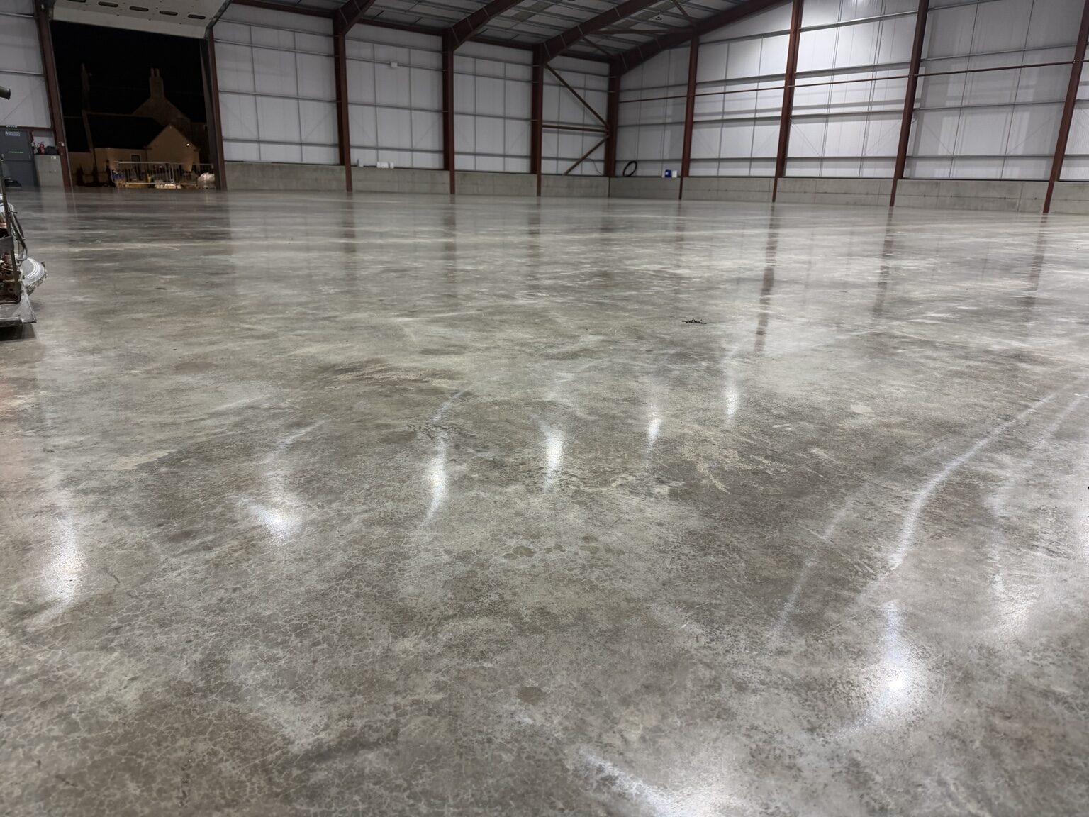 Large polished concrete warehouse floor